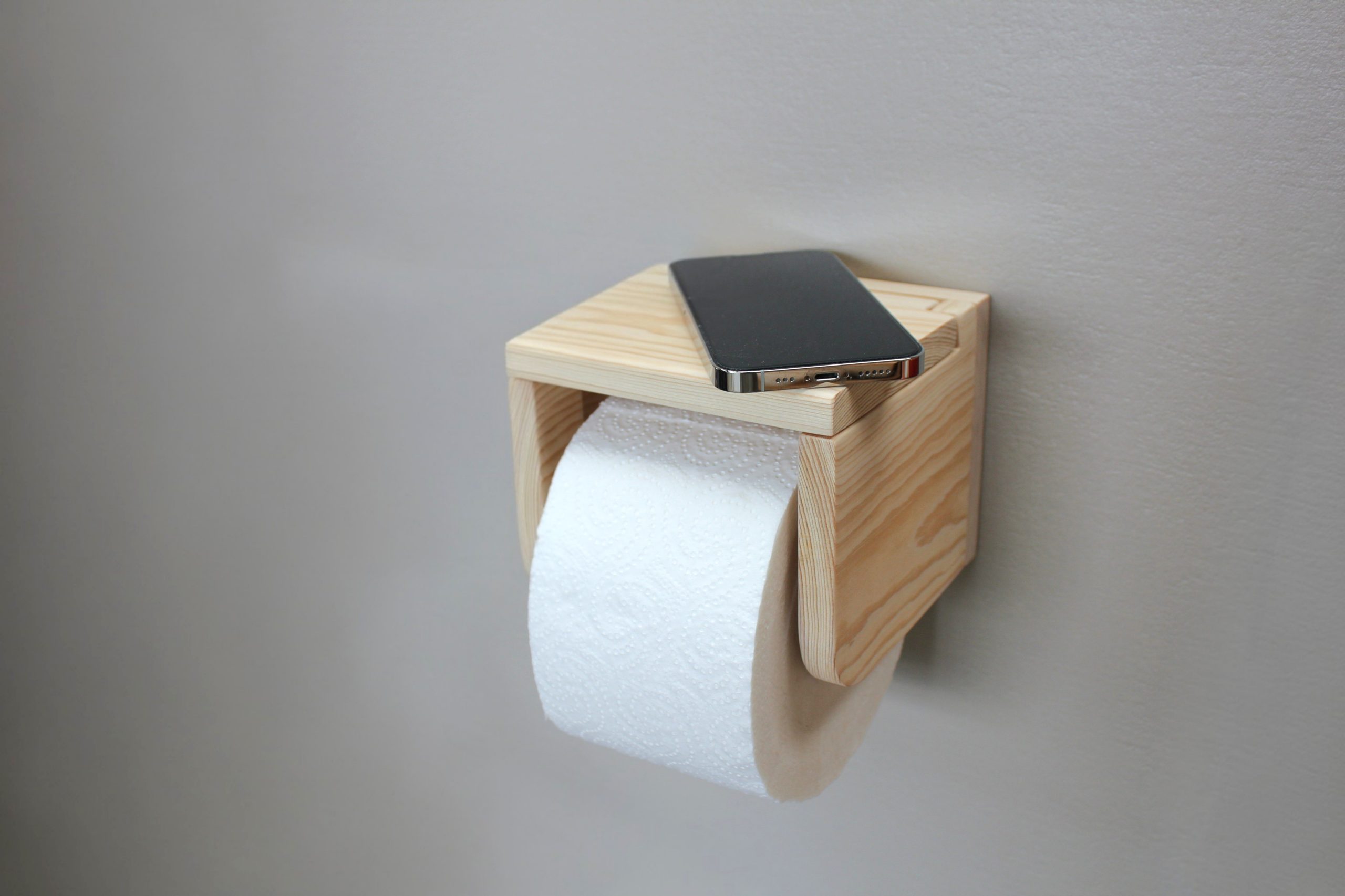 Pine Toilet Roll Holder Mega - Unfinished - Image 3