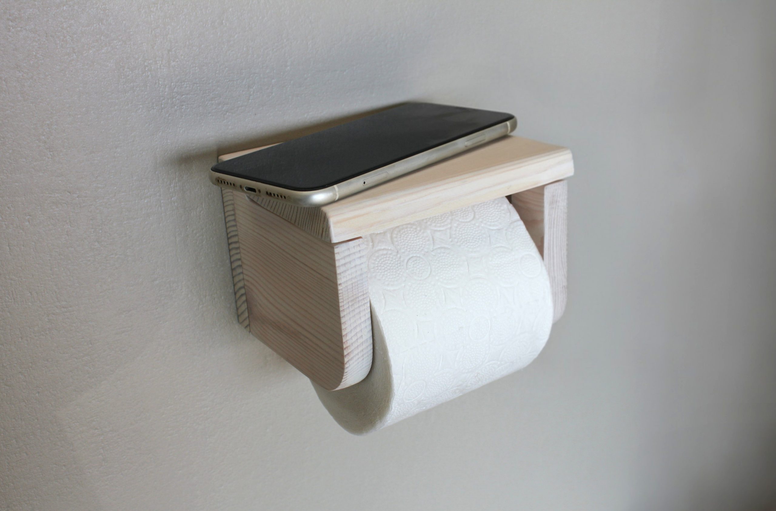 Pine Toilet Roll Holder - White - Image 2