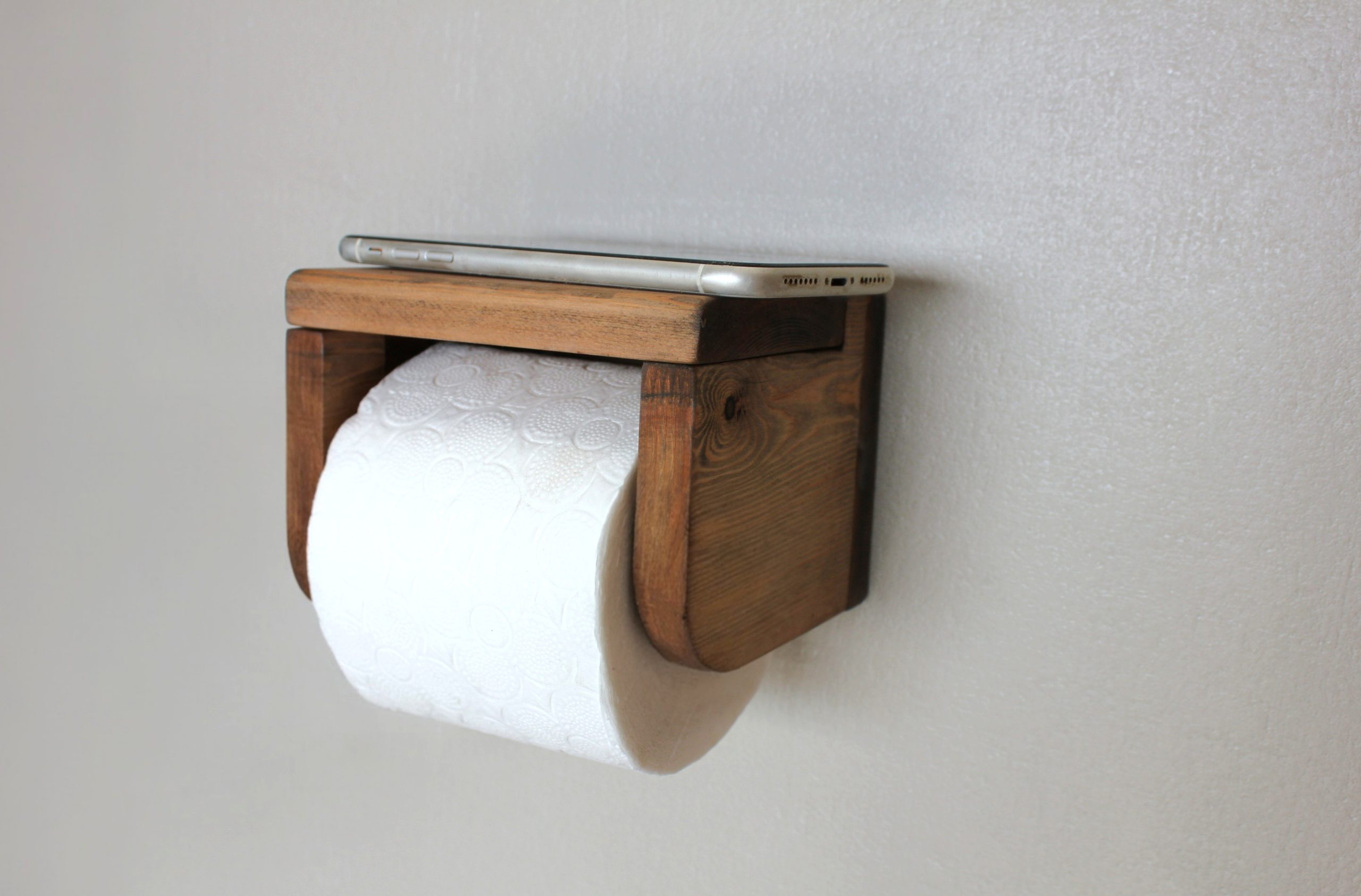 Pine Toilet Roll Holder - Walnut - Image 2